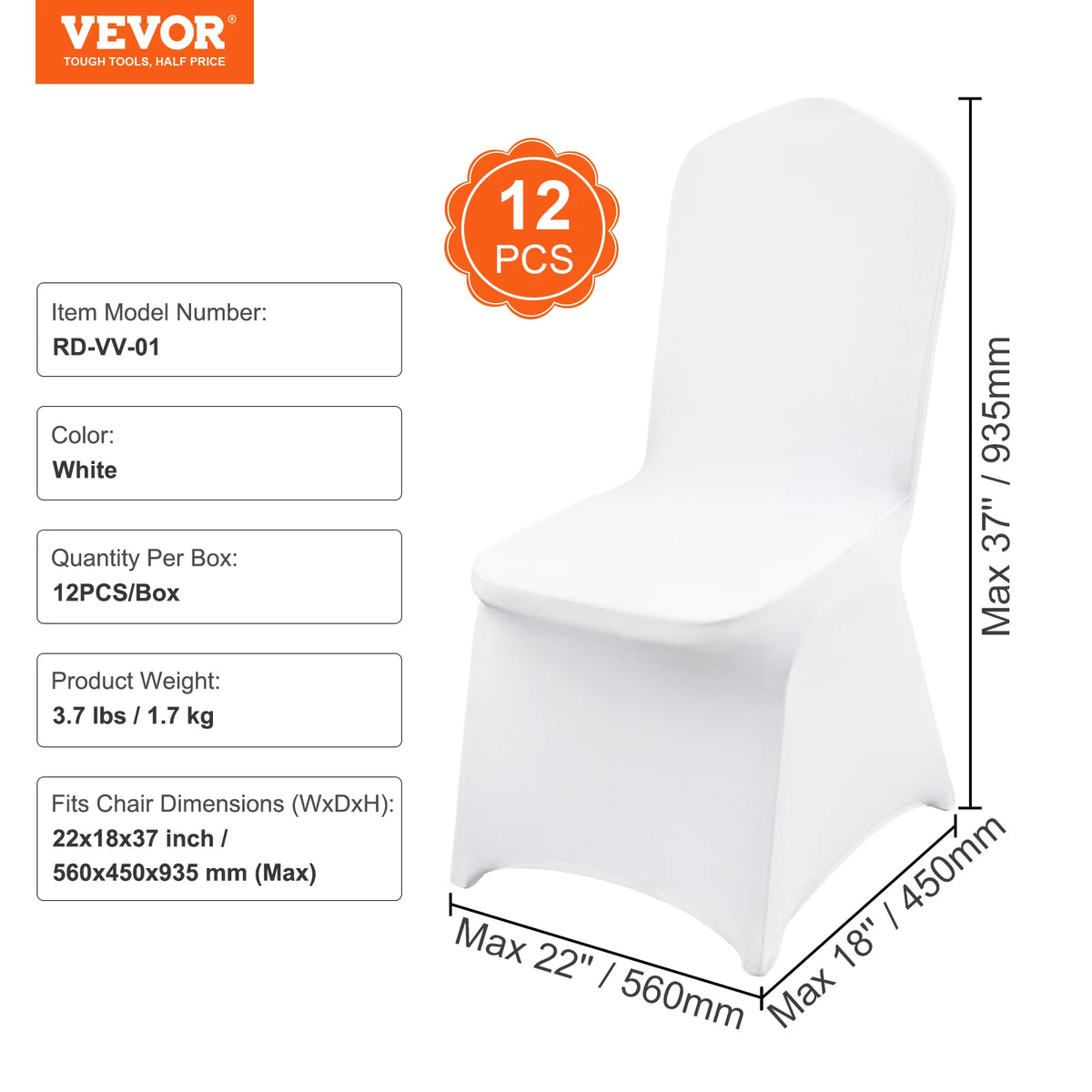 Housse de chaise mariage blanche spandex - vue 12