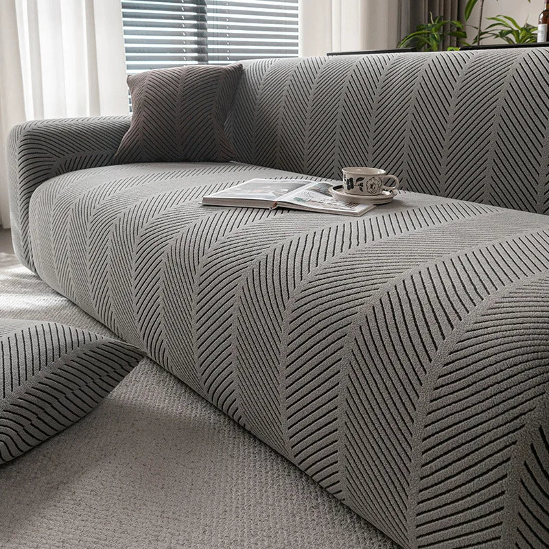 Housse de canapé extensible Marron 4 place (235-300cm) - MaisonHousse