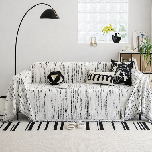 eté de canapé à rayures colorées décoration salon - MaisonHousse