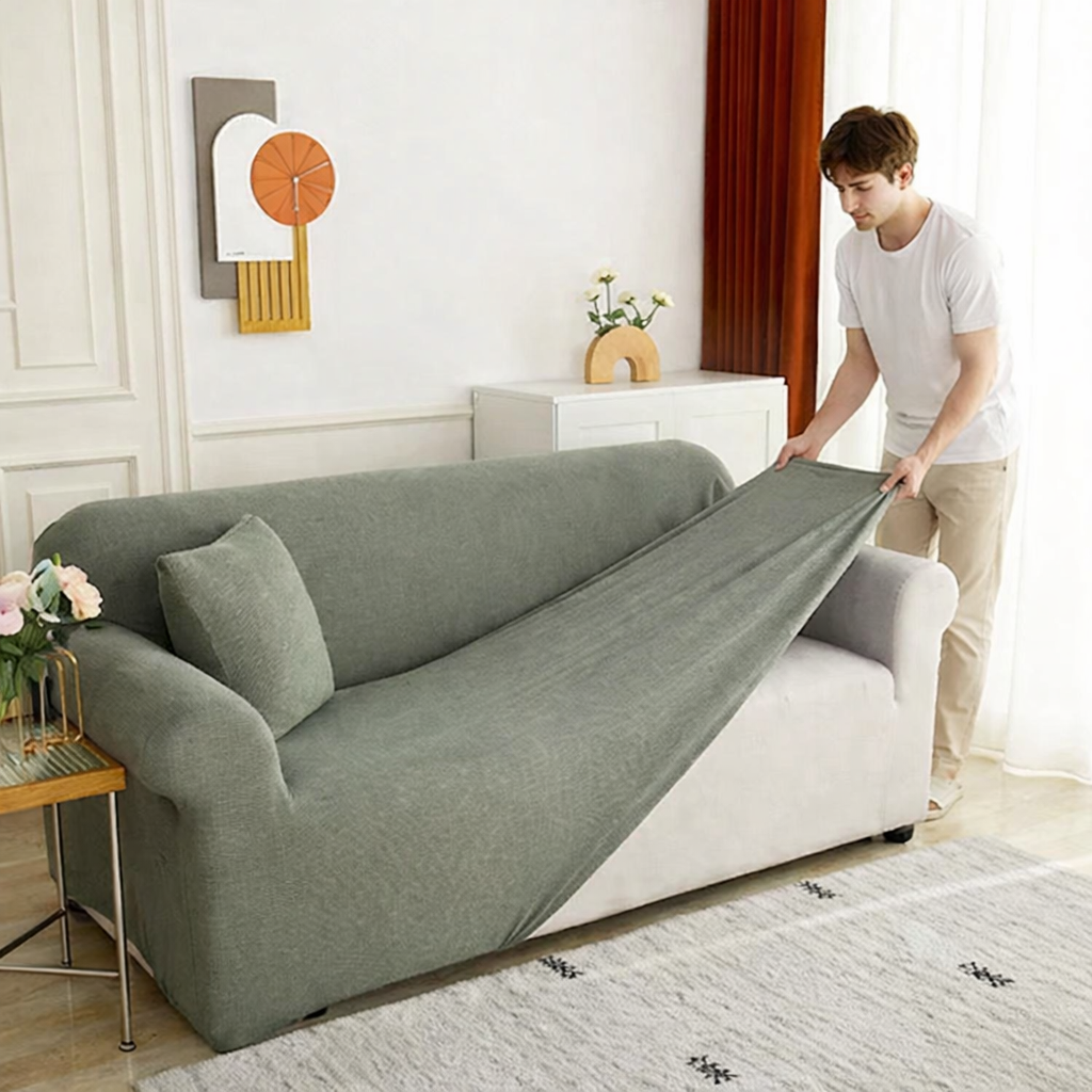 Housse de canapé extensible Jacquard Rouge 3 Place 175-210CM - MaisonHousse