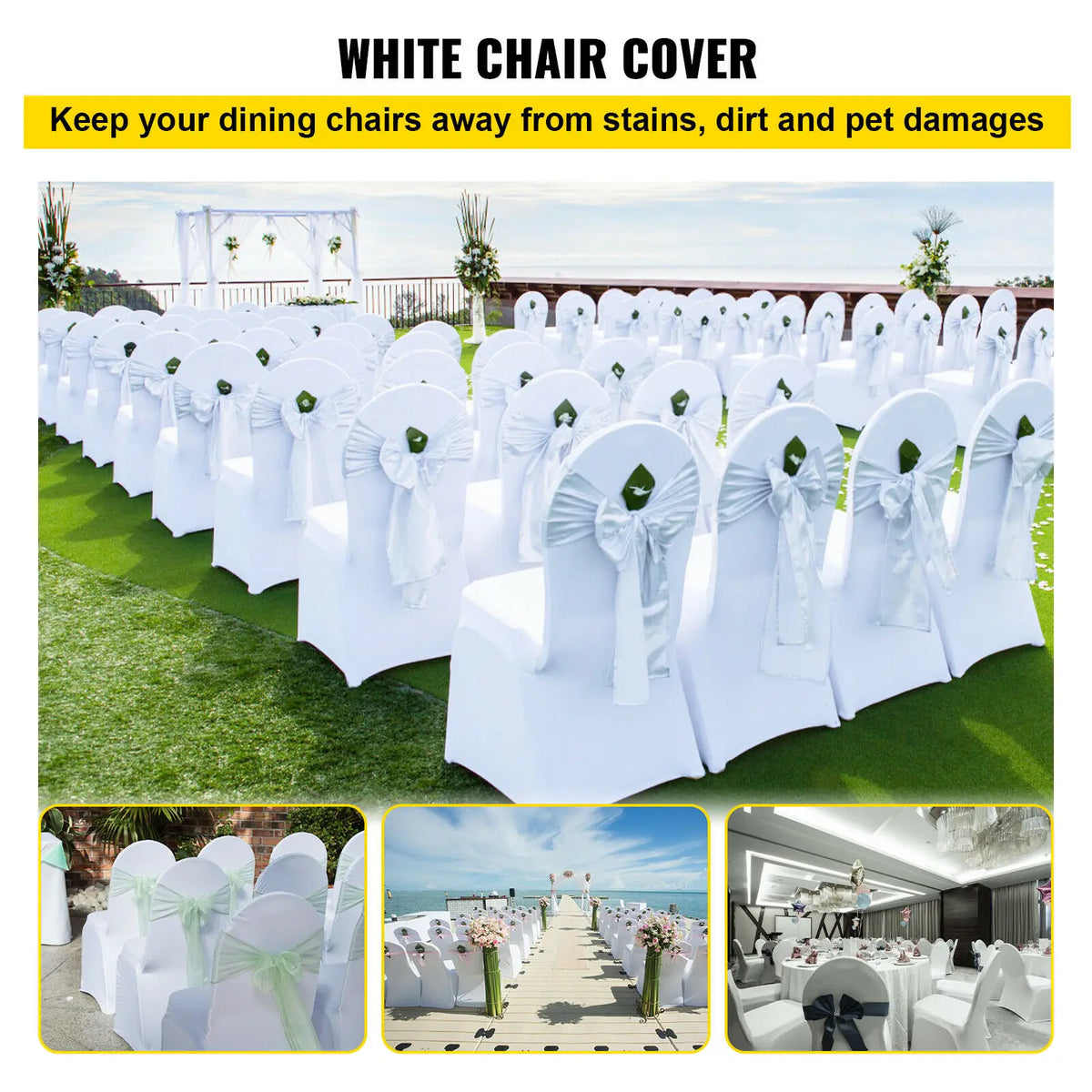 Housse de chaise mariage blanche spandex - vue 3