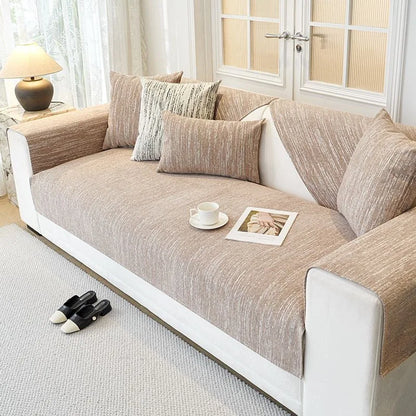 Housse de canapé antidérapante chenille Beige 110x160cm - MaisonHousse