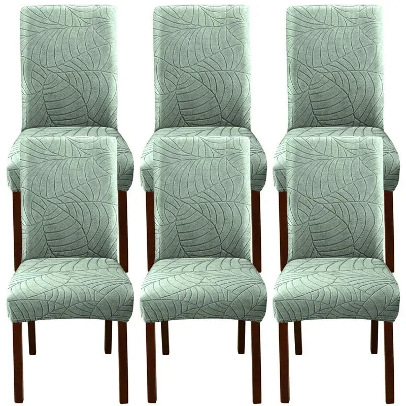 Housse de chaise jacquard feuilles spandex - vue 3