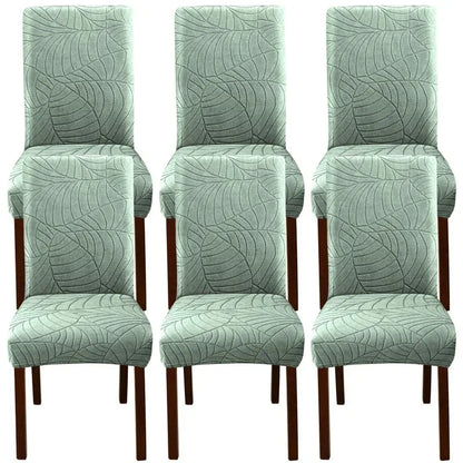 Housse de chaise jacquard feuilles spandex - vue 3