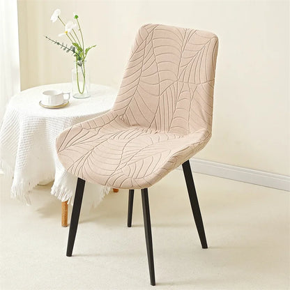 Housse de chaise jacquard feuilles dossier galbé - vue 8