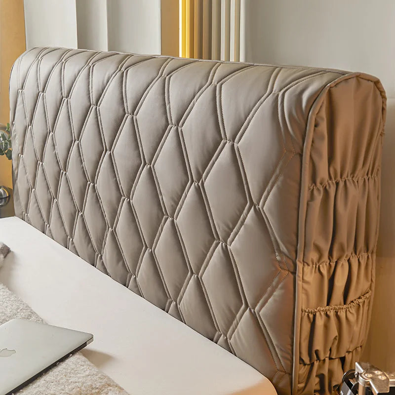 Housse de tête de lit similicuir matelassé Marron foncé 120x70cm - MaisonHousse