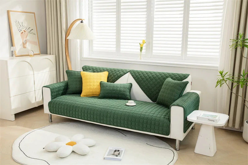 Housse de canapé antidérapante matelassée Bleu 90x240cm - MaisonHousse