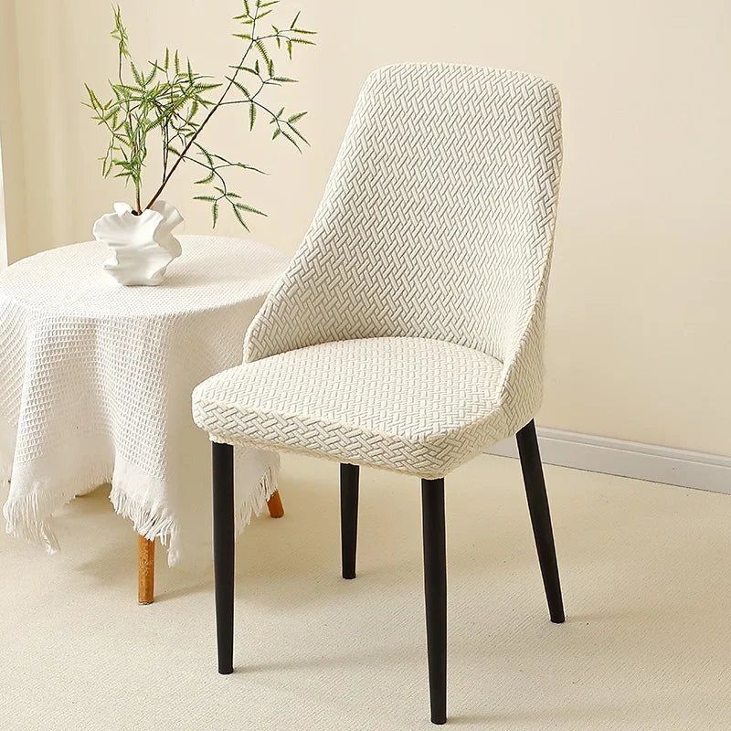 Housse de chaise jacquard dossier arrondi - vue 6
