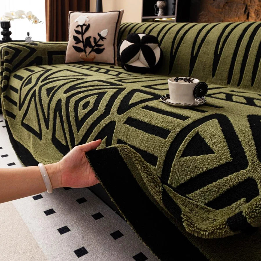 Jeté de canapé bohème jacquard vintage - vue 6