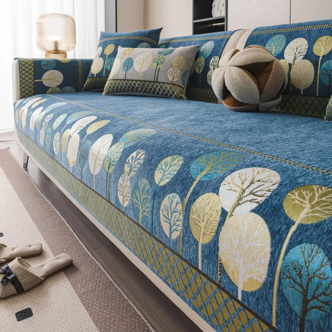 Jeté de canapé jacquard boho arbre et lune - vue 7