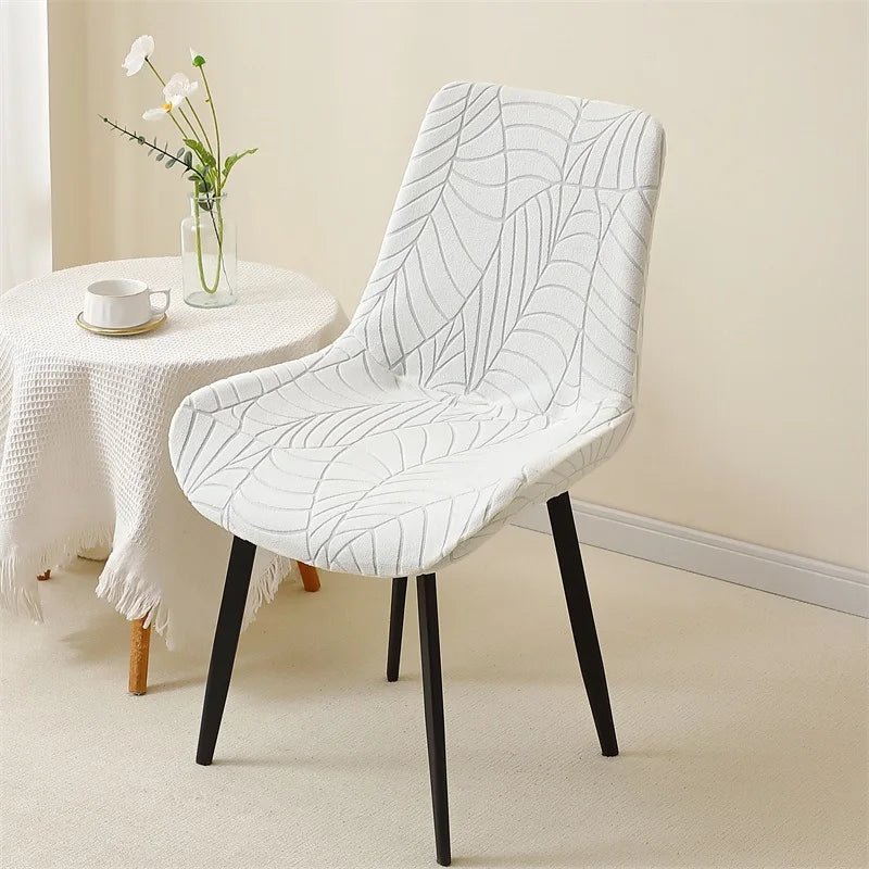 Housse de chaise jacquard feuilles dossier galbé - vue 7