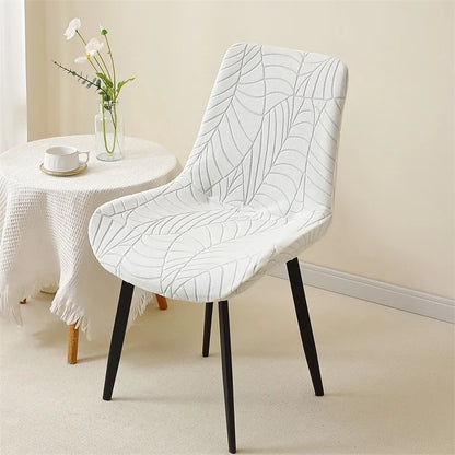 Housse de chaise jacquard feuilles dossier galbé - vue 7