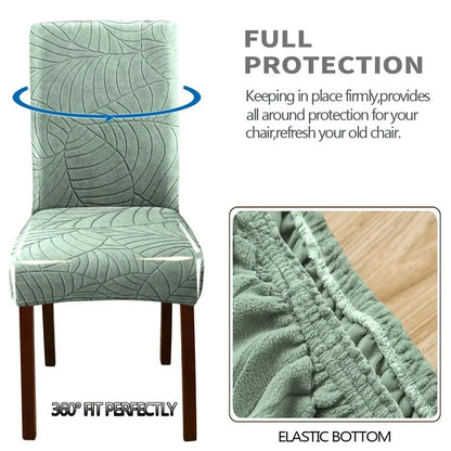 Housse de chaise jacquard feuilles spandex - vue 5