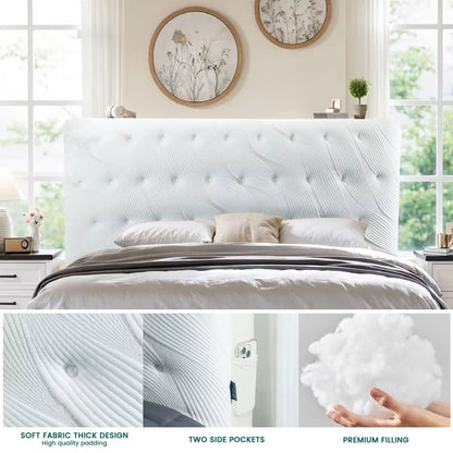 Housse de tête de lit jacquard feuilles blanche - vue 2