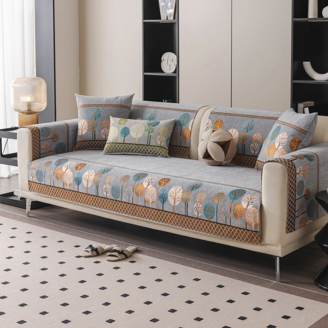 Jeté de canapé jacquard boho arbre et lune - vue 6
