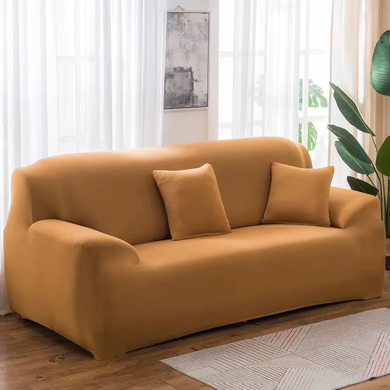 Housse de canapé extensible unie Vert militaire 3 places 195-230cm - MaisonHousse