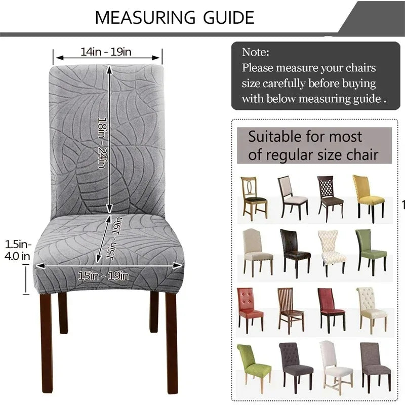 Housse de chaise jacquard feuilles spandex - vue 2
