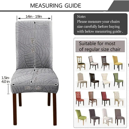 Housse de chaise jacquard feuilles spandex - vue 2