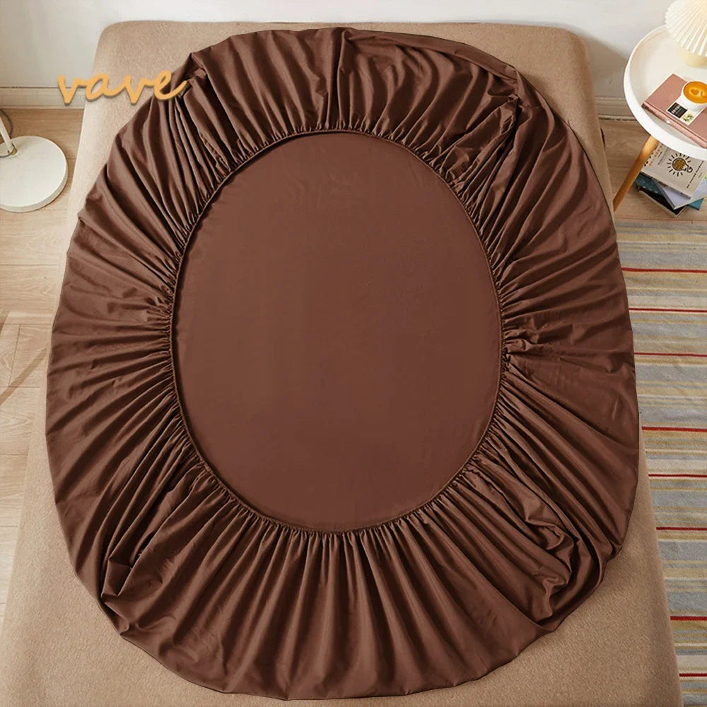 Drap housse en coton ajustable Marron 90x200cmx10cm - MaisonHousse