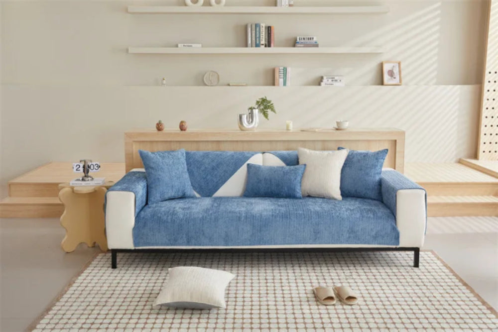 Housse de canapé antidérapante chenille Beige 90x70cm - MaisonHousse