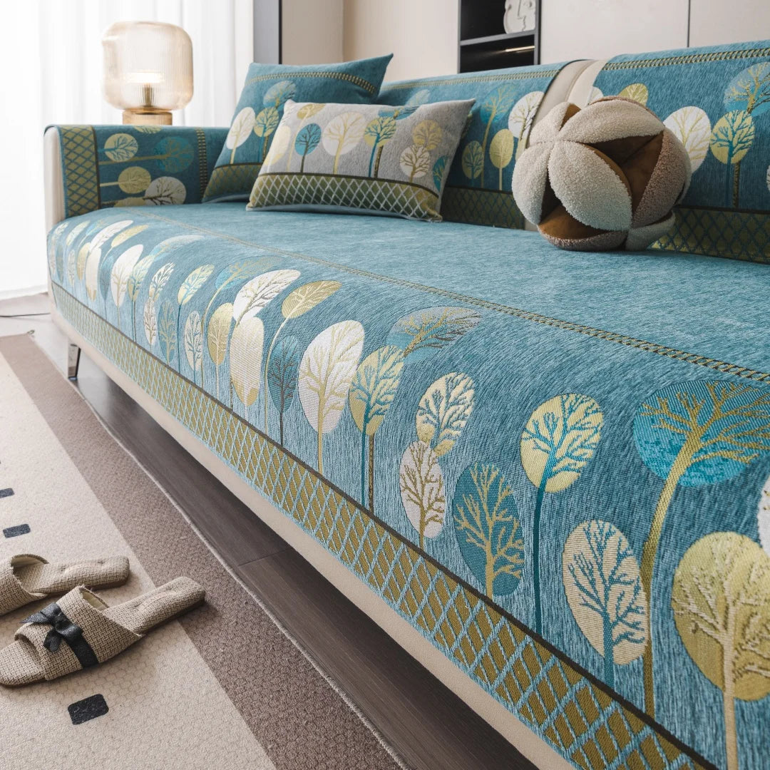 Jeté de canapé jacquard boho arbre et lune - vue 8