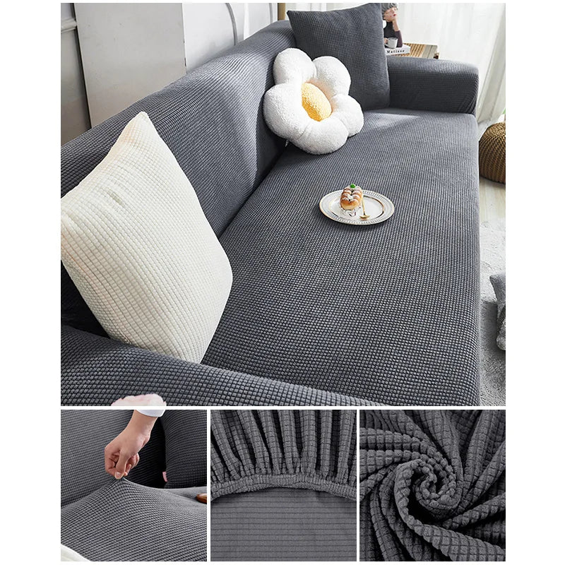 Housse de canapé extensible Jacquard Bleu foncé 3 Place 175-210CM - MaisonHousse