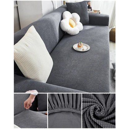 Housse de canapé extensible Jacquard Bleu foncé 3 Place 175-210CM - MaisonHousse