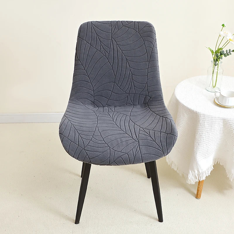 Housse de chaise jacquard feuilles dossier galbé - vue 3