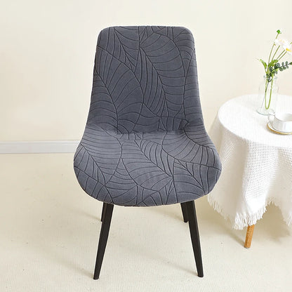Housse de chaise jacquard feuilles dossier galbé - vue 3