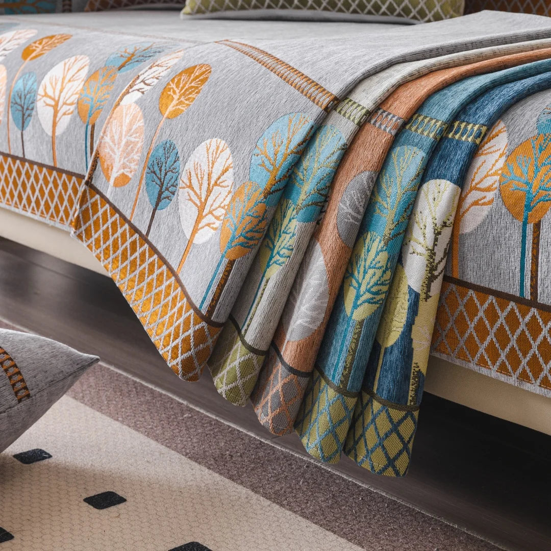 Jeté de canapé jacquard boho arbre et lune - vue 3