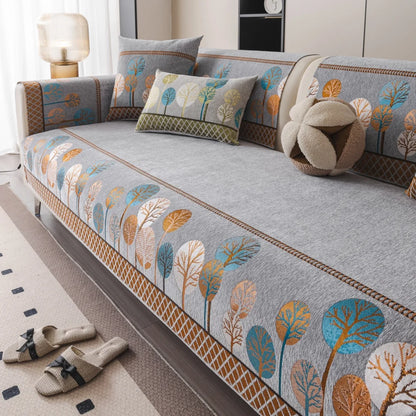 Jeté de canapé jacquard boho arbre et lune - vue 1