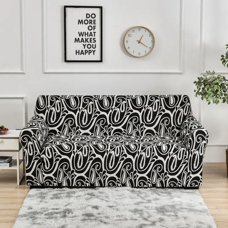 Housse de canapé extensible à motifs Carreau rouge 1 place (90-140cm) - MaisonHousse