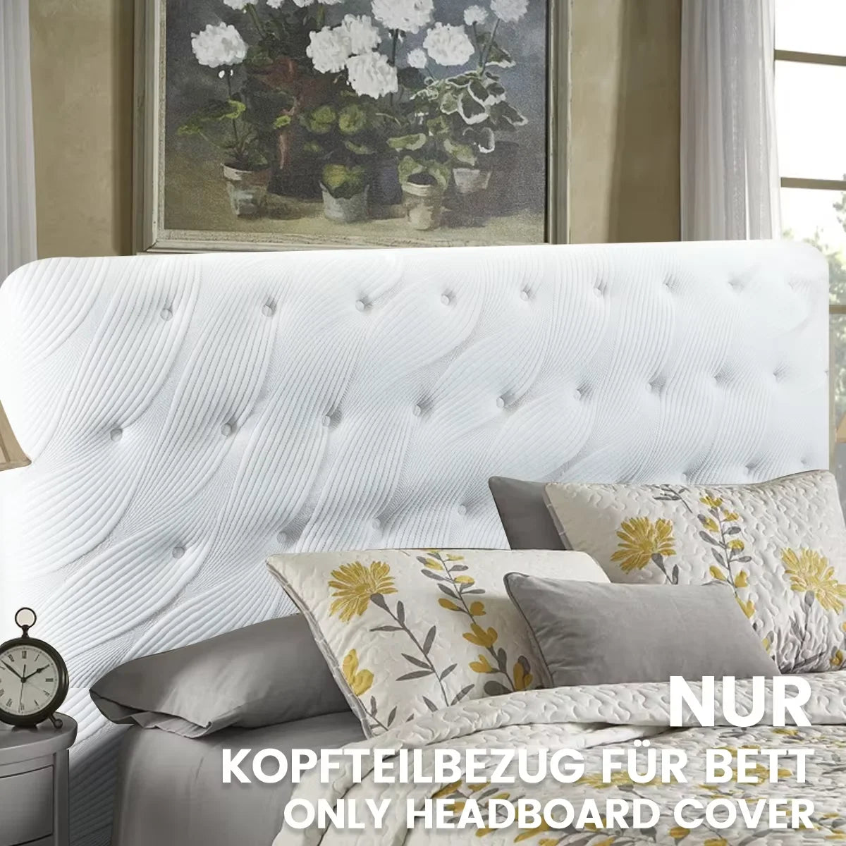 Housse de tête de lit jacquard feuilles blanche - vue 6