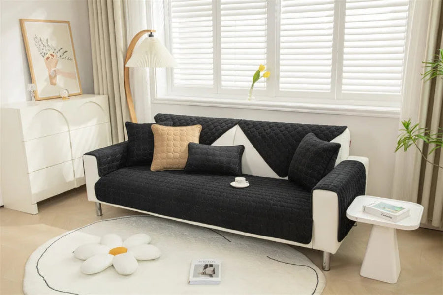 Housse de canapé antidérapante matelassée Bleu 70x240cm - MaisonHousse