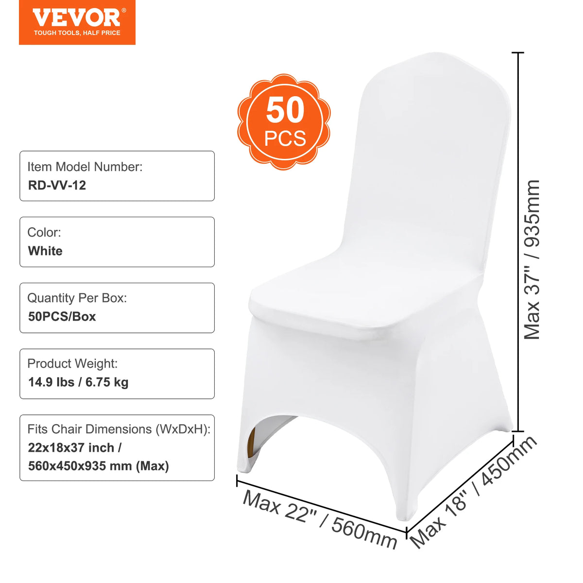Housse de chaise mariage blanche spandex - vue 10