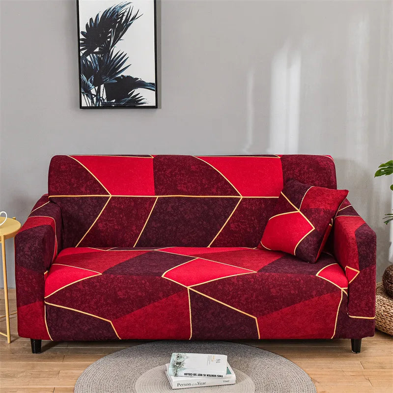 Housse de canapé extensible à motifs Carreau rouge 3 place(190-230cm) - MaisonHousse
