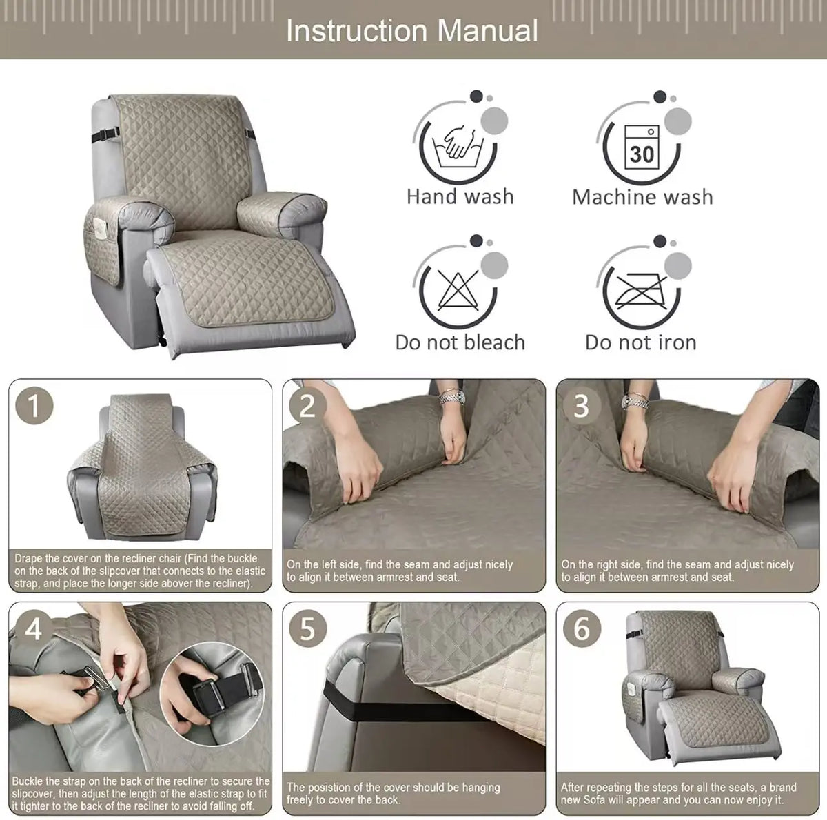 Housse de fauteuil relax anti-dérapante - vue 3