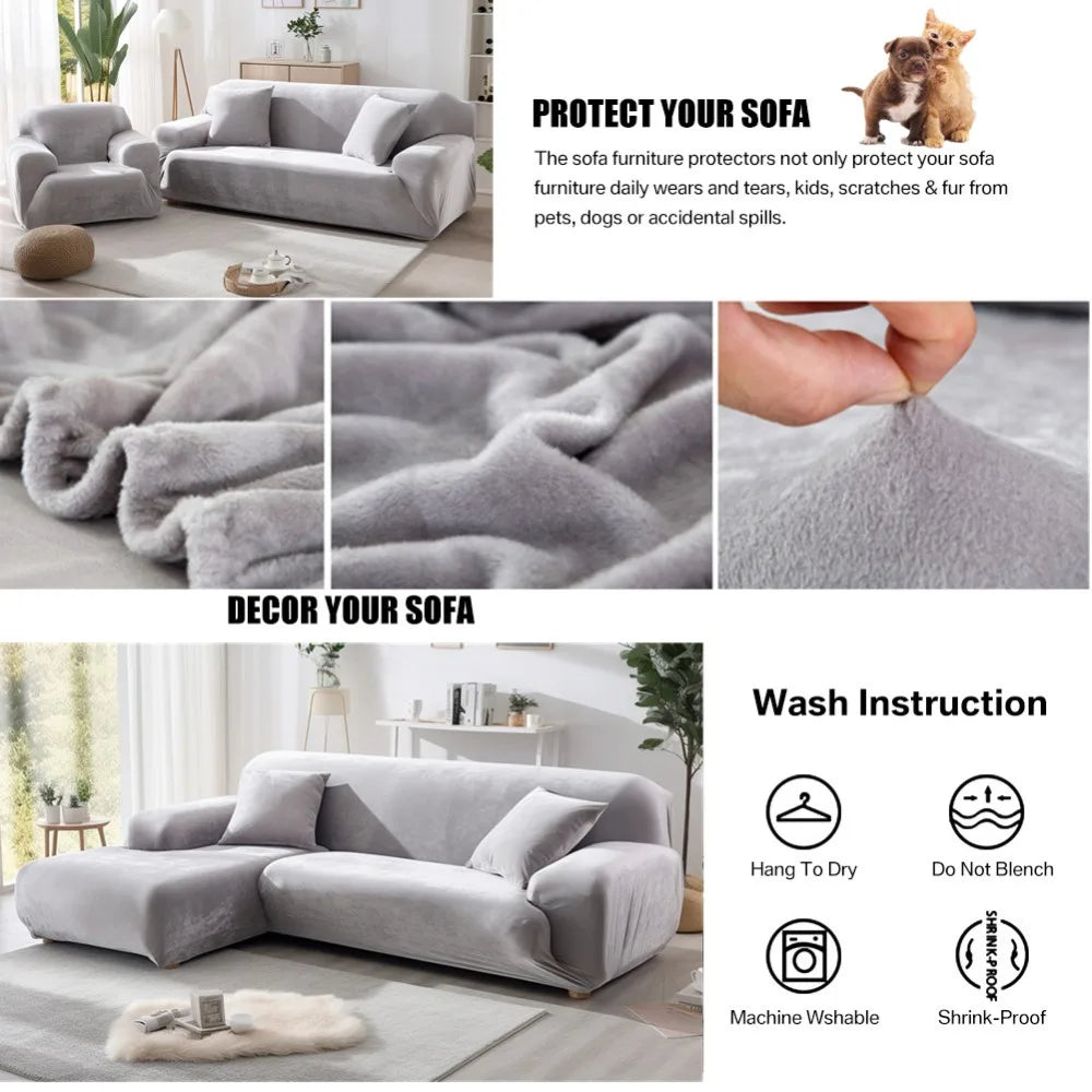 Housse de canapé velours épais extensible - vue 2