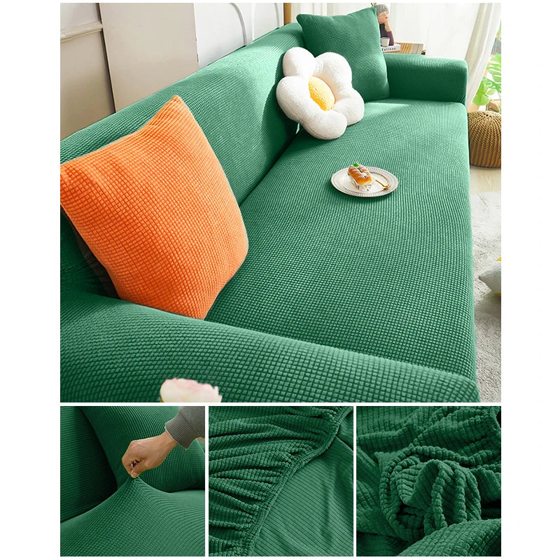 Housse de canapé extensible Jacquard Bleu foncé 4 Place 215-300CM - MaisonHousse