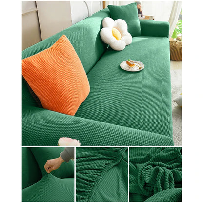 Housse de canapé extensible Jacquard Bleu foncé 4 Place 215-300CM - MaisonHousse