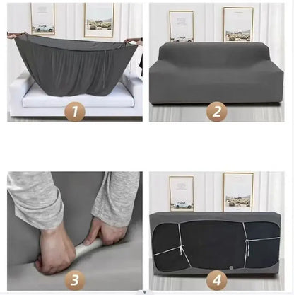 Housse de canapé extensible unie Violet 3 places 195-230cm - MaisonHousse