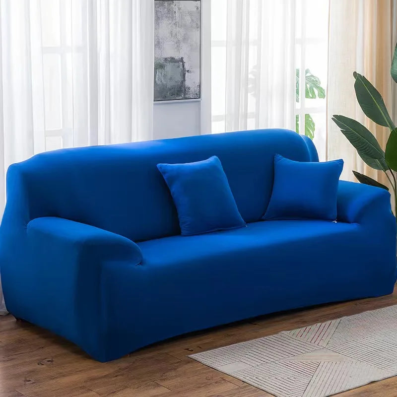 Housse de canapé extensible unie Jaune 4 places 235-300cm - MaisonHousse