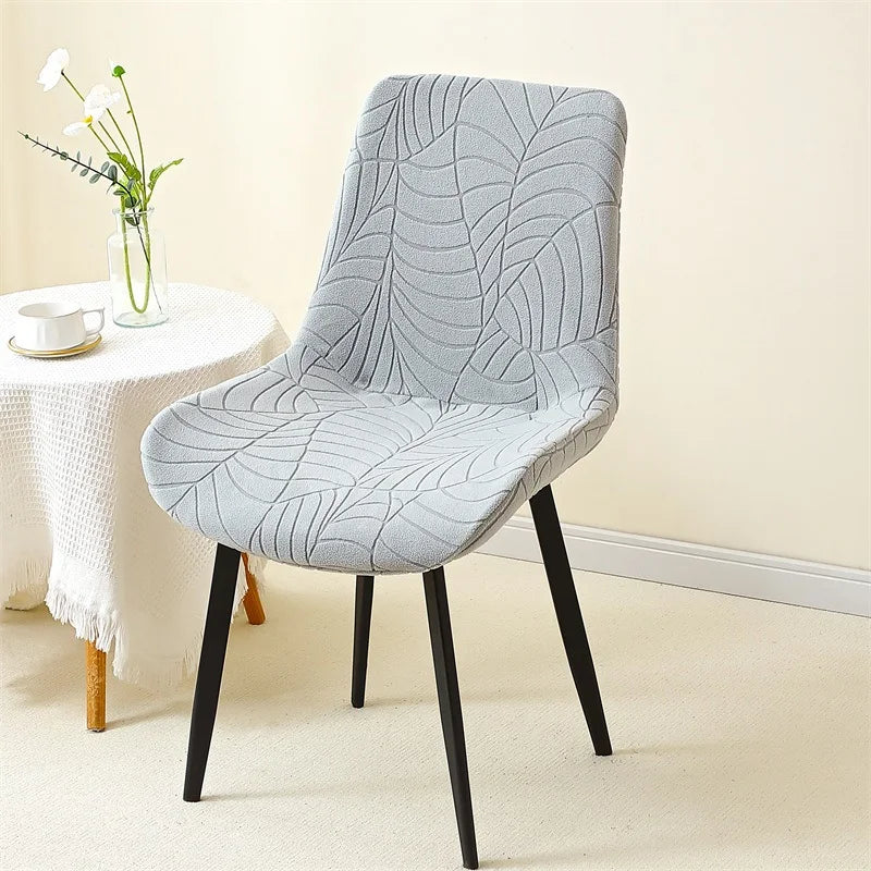 Housse de chaise jacquard feuilles dossier galbé - vue 10