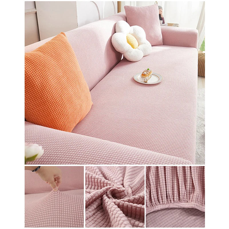 Housse de canapé extensible Jacquard Jaune 3 Place 175-210CM - MaisonHousse