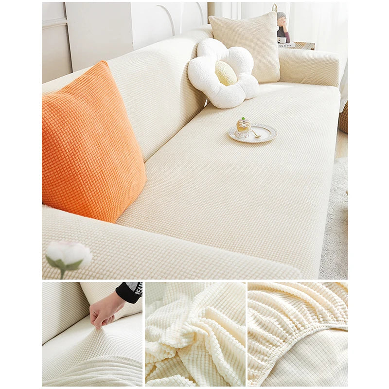 Housse de canapé extensible Jacquard Rouge 5 Place 300-380CM - MaisonHousse