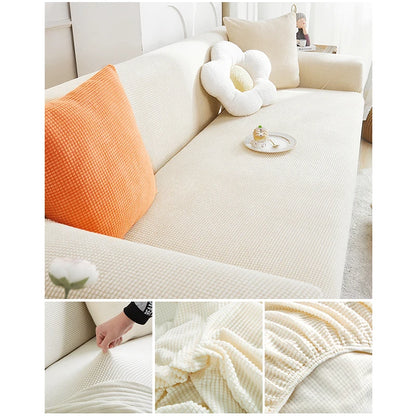 Housse de canapé extensible Jacquard Rouge 5 Place 300-380CM - MaisonHousse