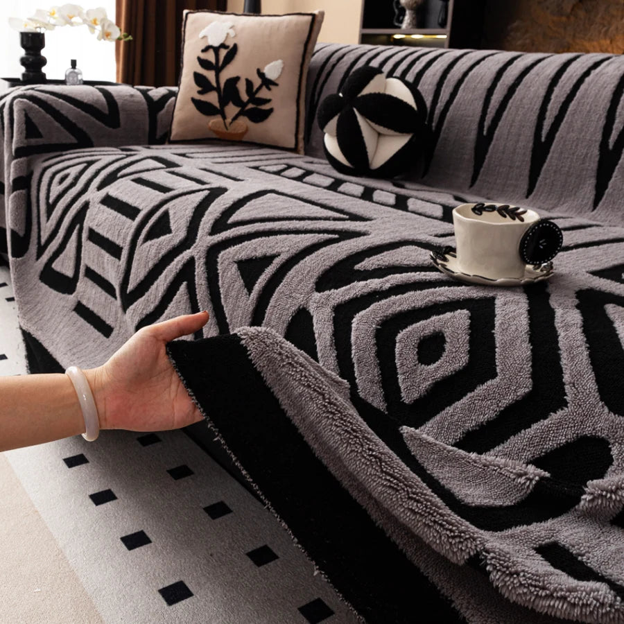 Jeté de canapé bohème jacquard vintage - vue 7