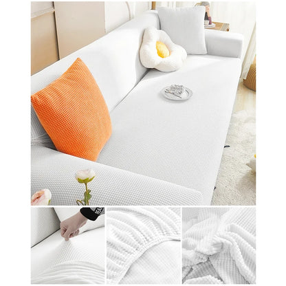 Housse de canapé extensible Jacquard Jaune 5 Place 300-380CM - MaisonHousse