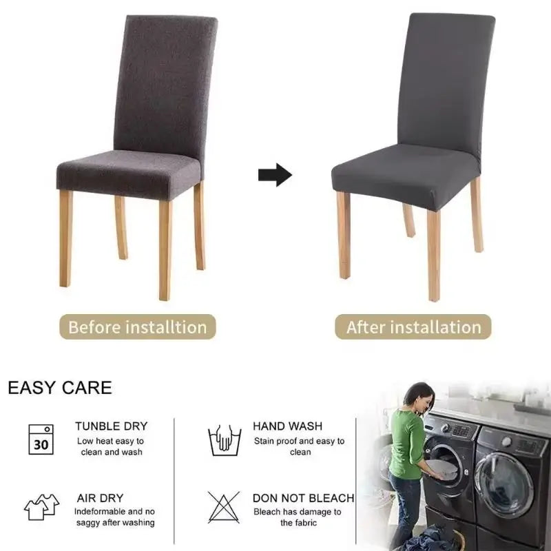 Housse de chaise élastique unie - vue 5