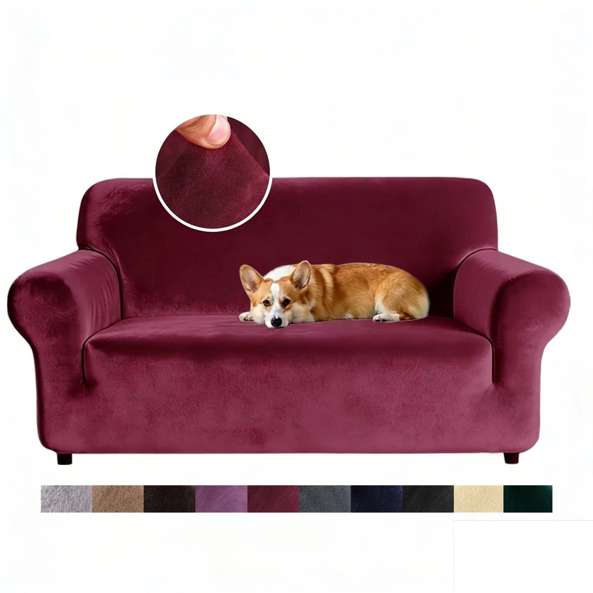 Housse de canapé velours épais extensible - vue 12